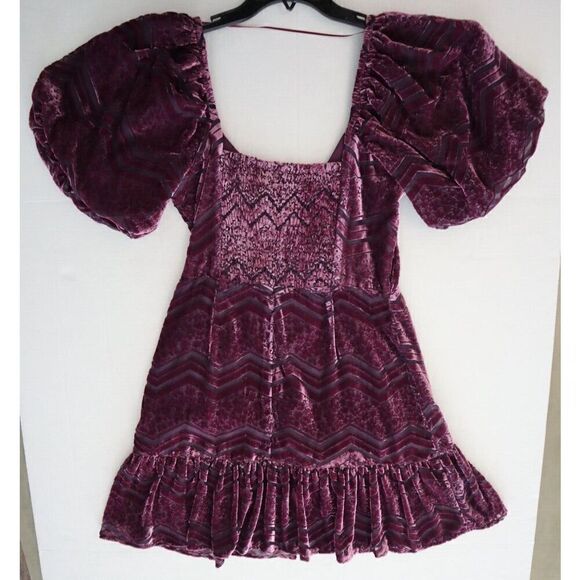 Adelyn Rae F2210D5188 Women Sz M Plum Purple Sasha Velvet Burnout Mini Dress - Picture 7 of 11
